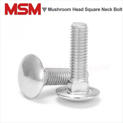 10/4 Pcs Stainless Steel Truss Round Head Square Neck Carriage Screw M6 M8 M10 M12 Mushroom/Cup Head Square Neck Bolts