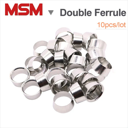 10 PCS Stainless Steel Double Ferrule For Compression Union Connector 3/4/6/8/10/12/14/16/18/20/22mm Compression Sleeve Ferrule