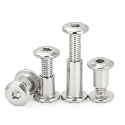 10 Sets Stainless Steel Hexagon Socket Butt Screw M3 M4 M5 Furniture Bridge Screw Wooden Board Joint Screw & Cap Nut