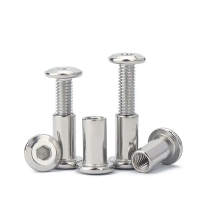 10 Sets Stainless Steel Hexagon Socket Butt Screw M3 M4 M5 Furniture Bridge Screw Wooden Board Joint Screw & Cap Nut