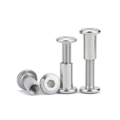 10 Sets Stainless Steel Hexagon Socket Butt Screw M3 M4 M5 Furniture Bridge Screw Wooden Board Joint Screw & Cap Nut