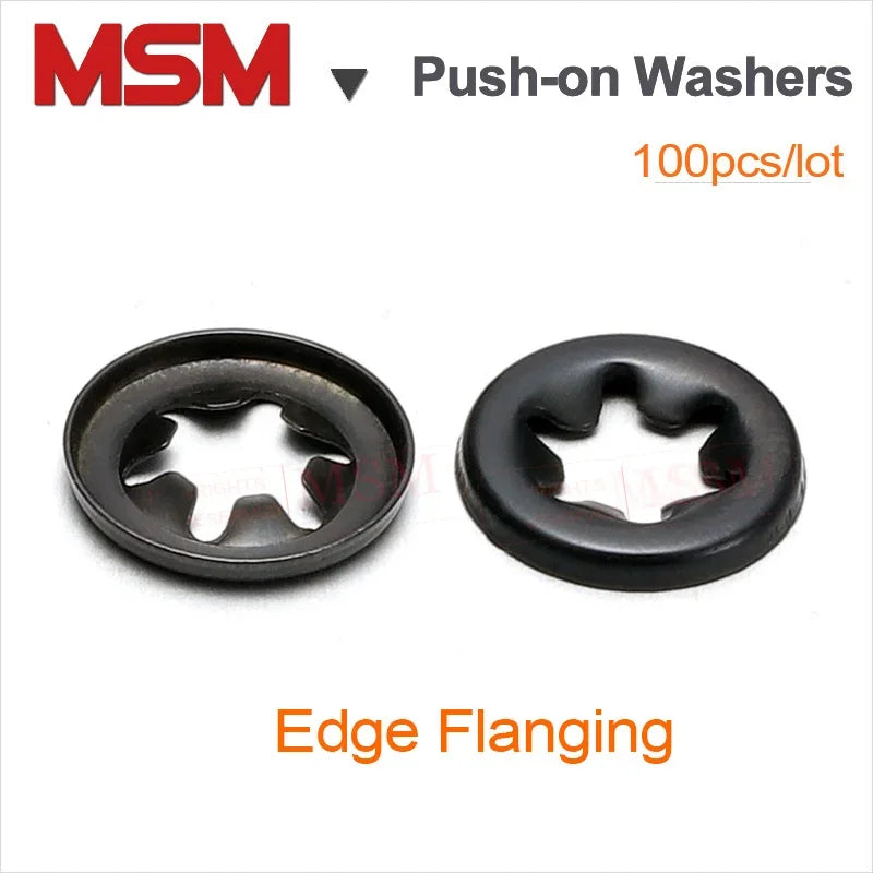 100PCS 65Mn Push-on Locking Washers With Edge Flanging  M5 M6 M8 M12 Speed Clips Internal Tooth Spring Washers Starlock Nut