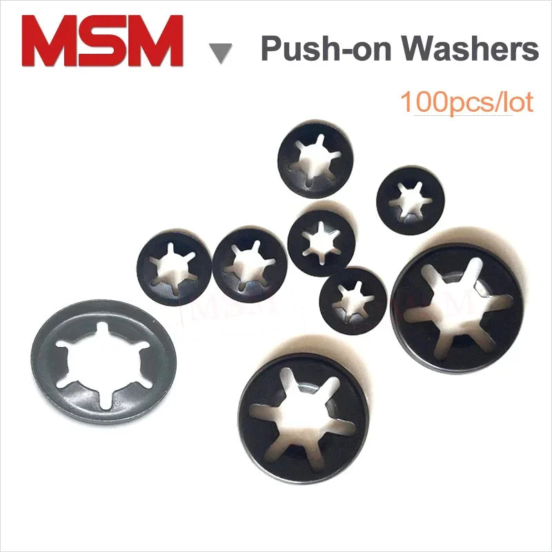 100PCS 65Mn Push-on Locking Washers With Edge Flanging  M5 M6 M8 M12 Speed Clips Internal Tooth Spring Washers Starlock Nut