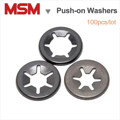 100PCS 65Mn Push-on Locking Washers With Edge Flanging  M5 M6 M8 M12 Speed Clips Internal Tooth Spring Washers Starlock Nut