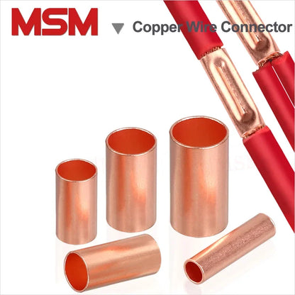 100PCS Copper Wire Joint Connecting Tube GT0.5/1/1.5/2.5/4/6/10/16/25/35mm2 Cable Terminal Joint Sleeve Pipe Connector And Plier