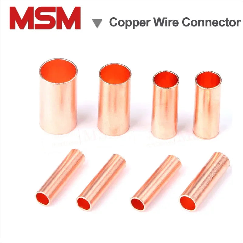 100PCS Copper Wire Joint Connecting Tube GT0.5/1/1.5/2.5/4/6/10/16/25/35mm2 Cable Terminal Joint Sleeve Pipe Connector And Plier