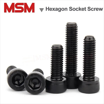 100Pcs Carbon Steel 12.9 Grade Hexagon Hex Socket Head Screw Allen Black Full Screw M1.4 M1.6 M2 M2.5 Length 3~20mm Mini Screws
