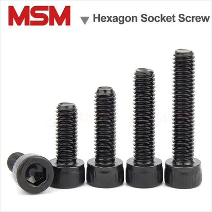 100Pcs Carbon Steel 12.9 Grade Hexagon Hex Socket Head Screw Allen Black Full Screw M1.4 M1.6 M2 M2.5 Length 3~20mm Mini Screws