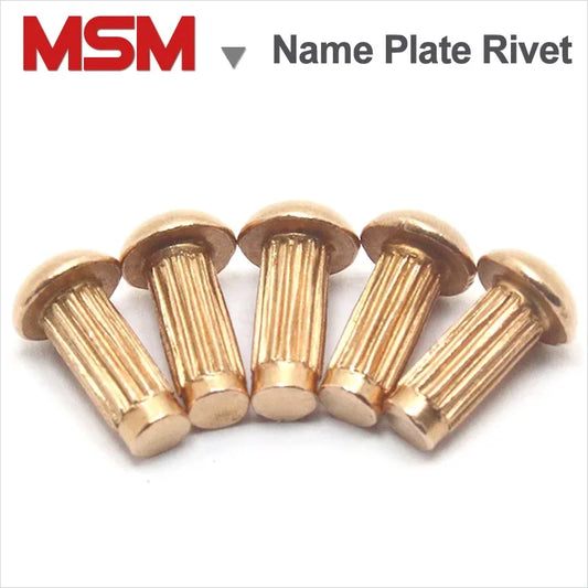 100Pcs Red Copper Name Plate Rivet Solid With Knurled Shank Label Plate Rivet Semi Button Round Head GB827 M2 M2.5 M3 M4