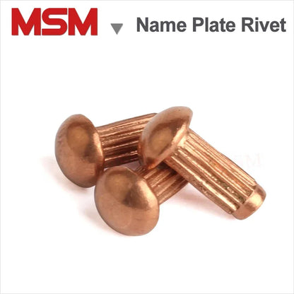 100Pcs Red Copper Name Plate Rivet Solid With Knurled Shank Label Plate Rivet Semi Button Round Head GB827 M2 M2.5 M3 M4