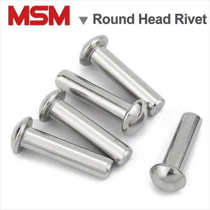 100Pcs Stainless Steel Round Head Solid Rivet M0.8 M1 M1.2 M1.4 M1.6 M1.8 Mushroon Head Rivet Semi-round Head Hammer Style Solid