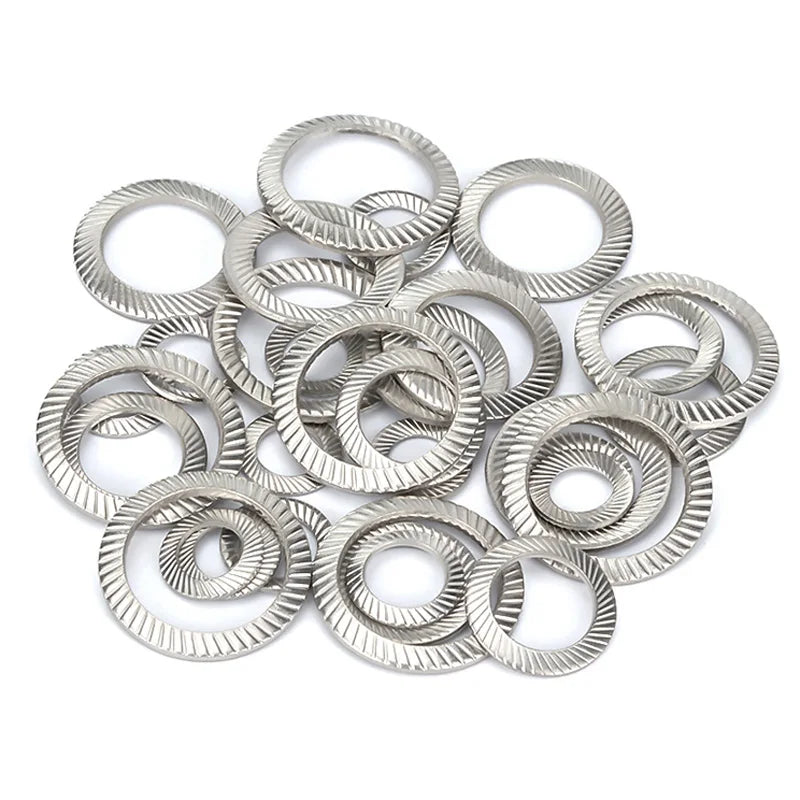 100pcs Disc Lock Washer with Double Face Serrated Print Wedge Locking Washer M2.5 M3 M4 M5 M6 M8 M10 M12 DIN9250 Elastic Gasket