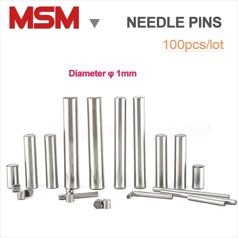 100pcs Needle Pin Diameter 1mm Length 3 4 5 6 7 8 9 10 11 12 15 16 18 20mm GCr15 Bearing Steel Cylindrical Rolling Dowel