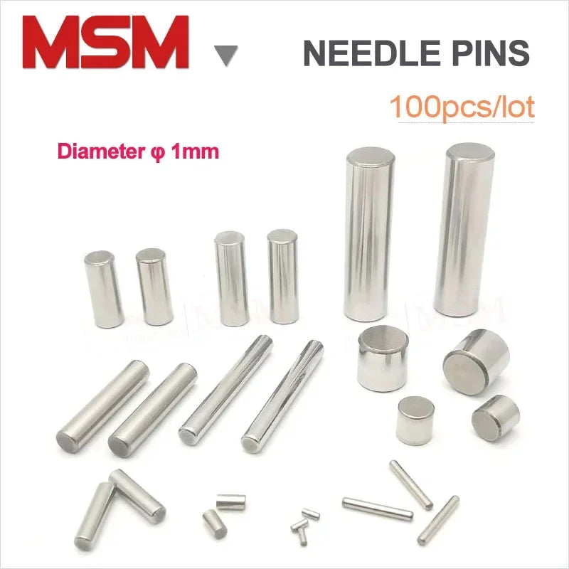 100pcs Needle Pin Diameter 1mm Length 3 4 5 6 7 8 9 10 11 12 15 16 18 20mm GCr15 Bearing Steel Cylindrical Rolling Dowel