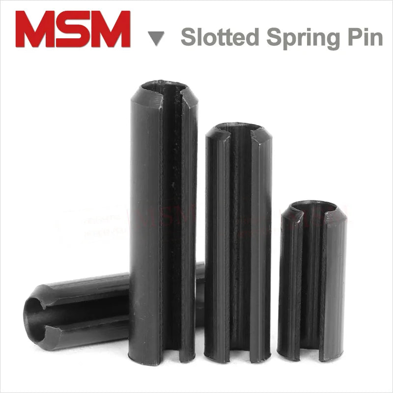 100pcs Slotted Spring Pins Black 65Mn Steel M1.5 M2 M2.5 M3 Open Elastic Split Dowel Positioning Cylindrical Cotter Pin GB879