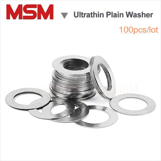 100pcs Stainless Steel Ultrathin Plain Washer Adjusting Gasket Ultrathin Flat Shim M3 M4 M5 M6 M8 Thickness 0.1 0.2 0.3 0.5mm