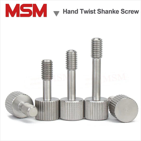 10PCS Stainless Steel Knurled Round Flat Head Hand Twist Shanke Bolt Antiloose Captive Screw Knurled Thumb Screw M3/4/5/6