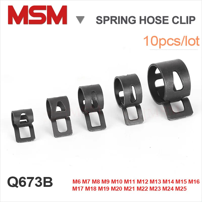 10PCS Vacuum Spring Hose Clip For Fuel Oil Water Pipe Hose Clamp Black Spring Clip Pipe Tube Band Clamp Metal FastenerM5/6/7/8/9