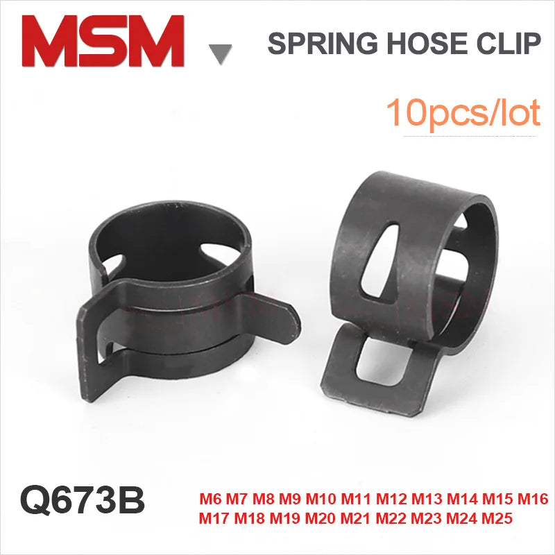 10PCS Vacuum Spring Hose Clip For Fuel Oil Water Pipe Hose Clamp Black Spring Clip Pipe Tube Band Clamp Metal FastenerM5/6/7/8/9