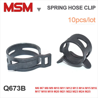 10PCS Vacuum Spring Hose Clip For Fuel Oil Water Pipe Hose Clamp Black Spring Clip Pipe Tube Band Clamp Metal FastenerM5/6/7/8/9