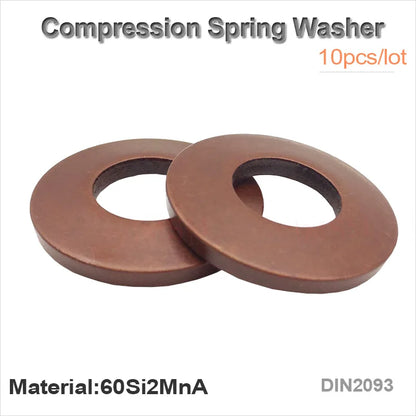 10Pcs 60Si2MnA Compression Spring Washer Disc Spring Outer Dia 20/22.5/25/28/31.5/35.5/40/45mm Spring Gasket