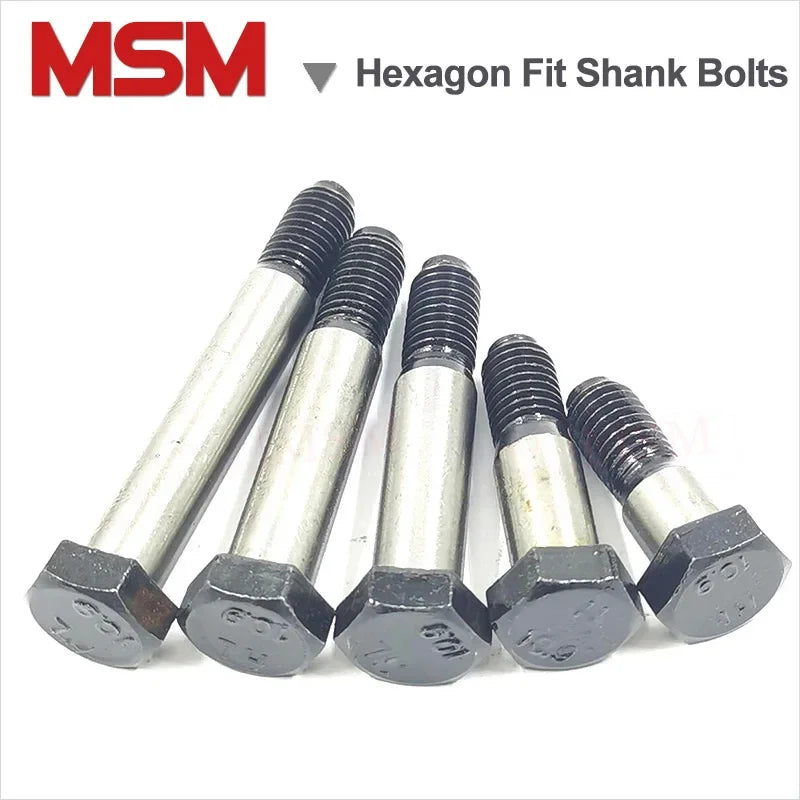 10Pcs Grade 8.8 Hexagon Fit Shank Bolts For Reaming Holes Hexagon Plug Bolts Shoulder Screw M8 M10 M12