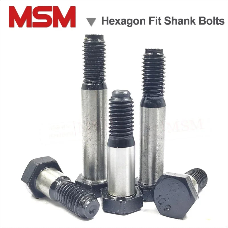 10Pcs Grade 8.8 Hexagon Fit Shank Bolts For Reaming Holes Hexagon Plug Bolts Shoulder Screw M8 M10 M12