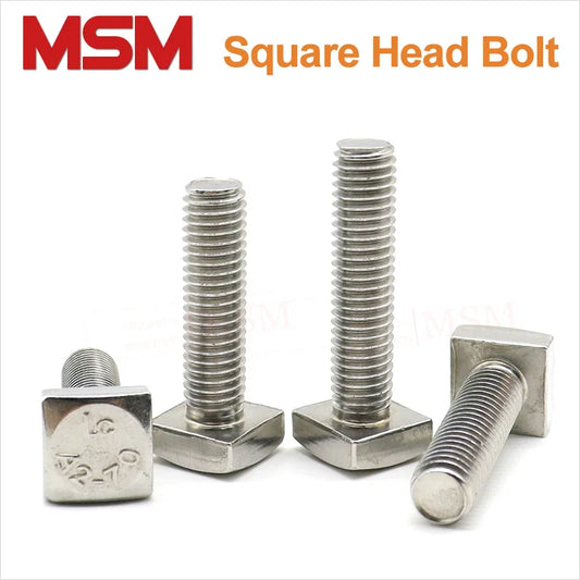 10Pcs Stainless Steel High Quality Square Head Screw M4 M5 T Bolt With Square Head Forsquare Quadrate Shape Machine Screw GB35