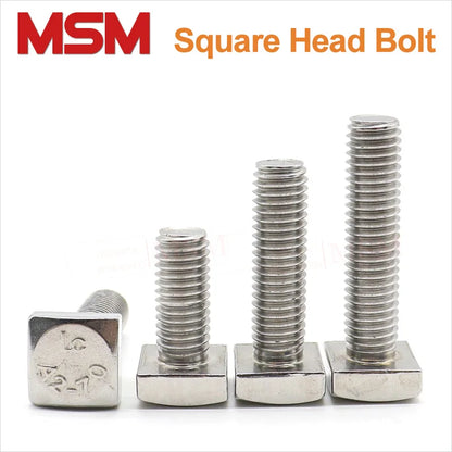 10Pcs Stainless Steel High Quality Square Head Screw M4 M5 T Bolt With Square Head Forsquare Quadrate Shape Machine Screw GB35