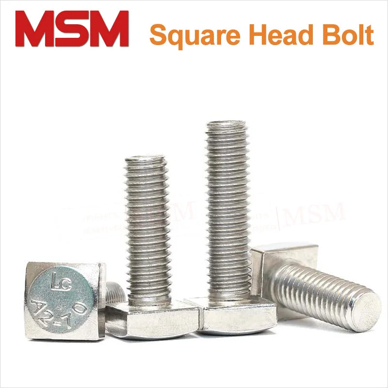 10Pcs Stainless Steel High Quality Square Head Screw M4 M5 T Bolt With Square Head Forsquare Quadrate Shape Machine Screw GB35