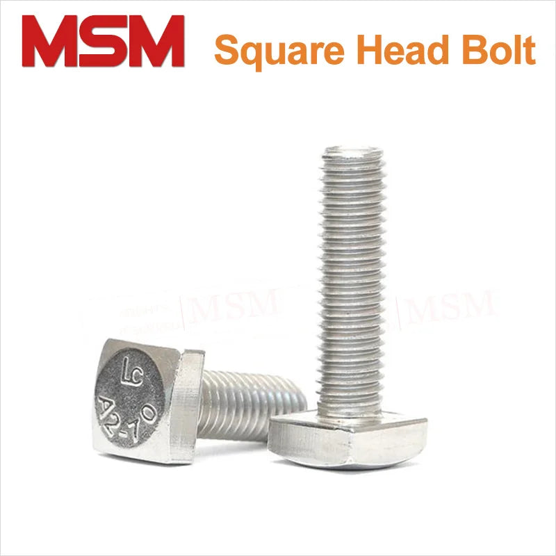 10Pcs Stainless Steel High Quality Square Head Screw M4 M5 T Bolt With Square Head Forsquare Quadrate Shape Machine Screw GB35