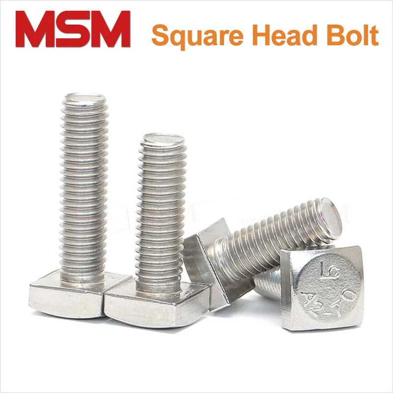 10Pcs Stainless Steel High Quality Square Head Screw M4 M5 T Bolt With Square Head Forsquare Quadrate Shape Machine Screw GB35