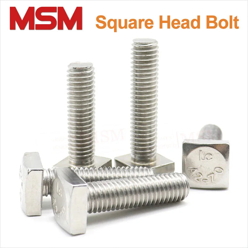 10Pcs Stainless Steel High Quality Square Head Screw M4 M5 T Bolt With Square Head Forsquare Quadrate Shape Machine Screw GB35