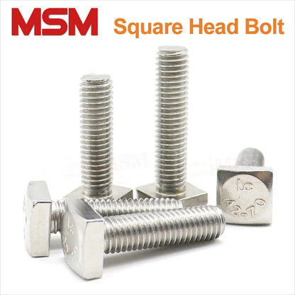 10Pcs Stainless Steel High Quality Square Head Screw M4 M5 T Bolt With Square Head Forsquare Quadrate Shape Machine Screw GB35