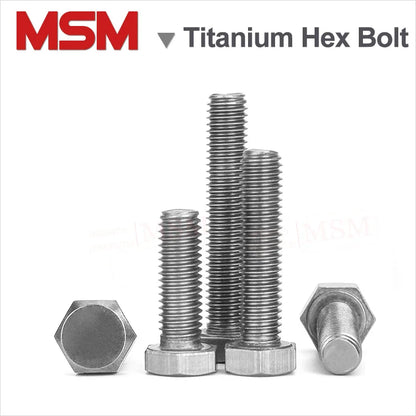 10Pcs TA2 Titanium Hexagon Head Screws DIN933 /Bolt/Titanium Hex Nut/Plain Washer Light Weight Corrosion Resistant M3 M4 M5