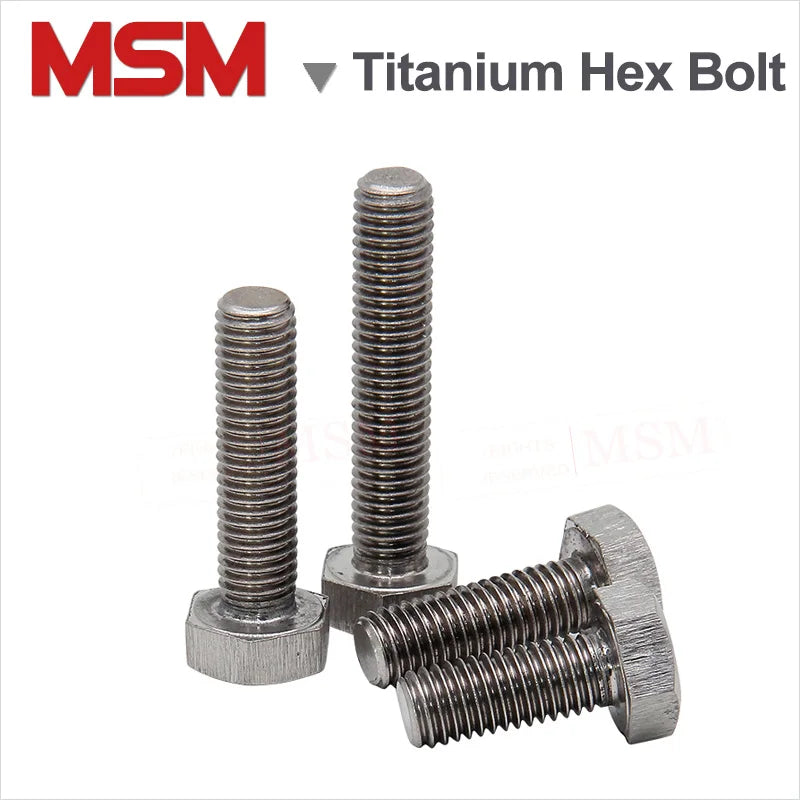 10Pcs TA2 Titanium Hexagon Head Screws DIN933 /Bolt/Titanium Hex Nut/Plain Washer Light Weight Corrosion Resistant M3 M4 M5