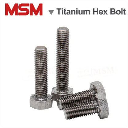 10Pcs TA2 Titanium Hexagon Head Screws DIN933 /Bolt/Titanium Hex Nut/Plain Washer Light Weight Corrosion Resistant M3 M4 M5