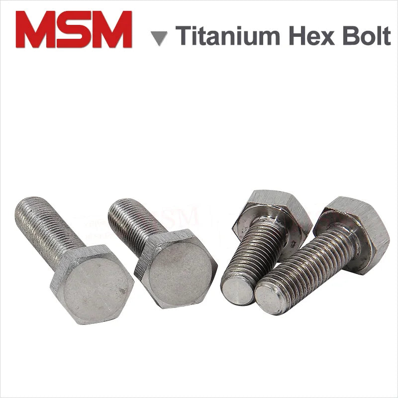 10Pcs TA2 Titanium Hexagon Head Screws DIN933 /Bolt/Titanium Hex Nut/Plain Washer Light Weight Corrosion Resistant M3 M4 M5