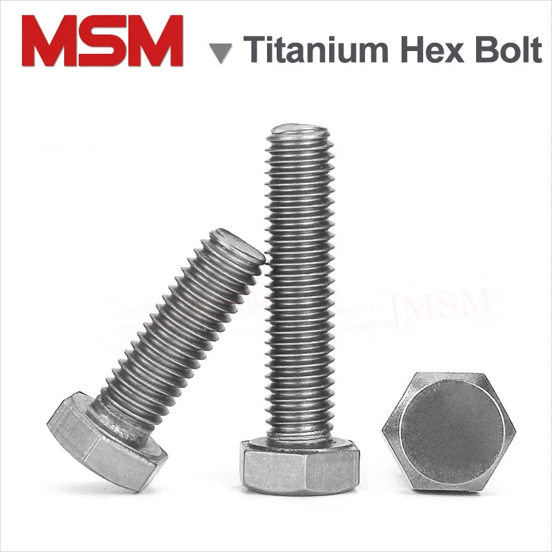 10Pcs TA2 Titanium Hexagon Head Screws DIN933 /Bolt/Titanium Hex Nut/Plain Washer Light Weight Corrosion Resistant M3 M4 M5