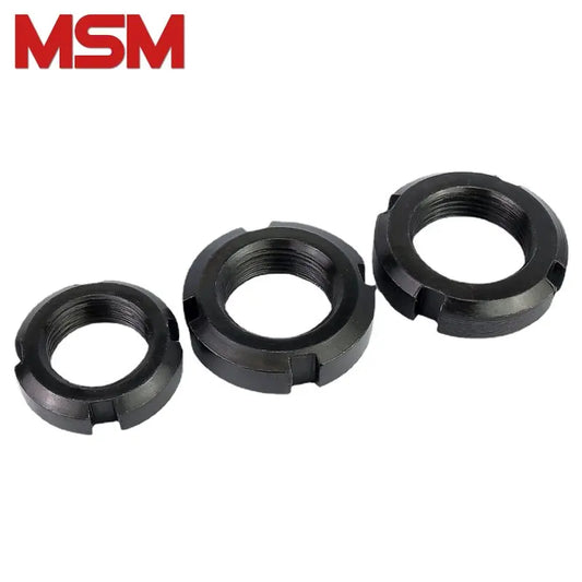 10pcs 8.8 Grade Slotted Round Locking Nuts 45# Steel High Stength M10~M45 Fine Thread GB812 Four Slots Anti-return Round Nut