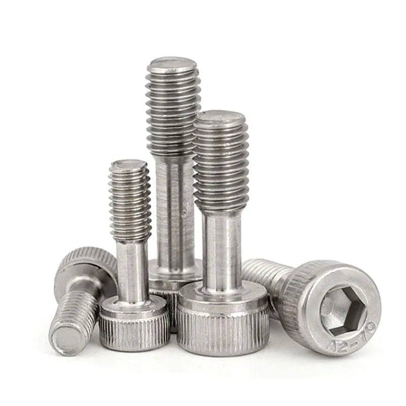 10pcs Knurled Hexagon Socket Captive Screws 304 Stainles Steel M2 M2.5 M3 M4 M5 M6 Short Head Half Thread Male Bolt Anti-Release