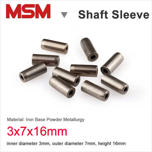 10pcs MSM Shaft Sleeve 3mm (3x7x16) Porous Bearings Iron Base Powder Metallurgical Parts Oil Bushing Guide Sleeve Mini Bearing