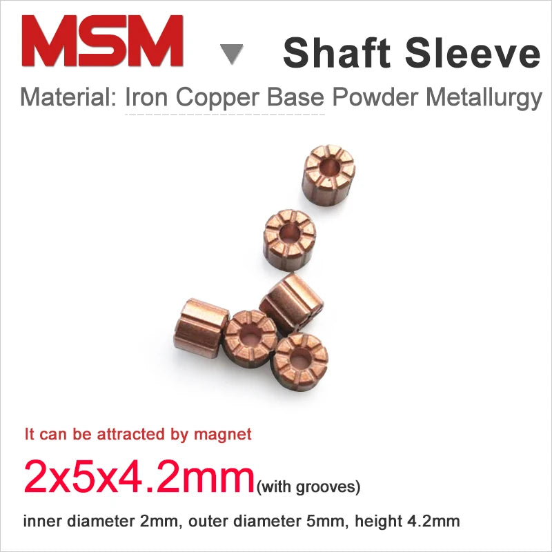 10pcs MSM Shaft Sleeve With Grooves 2x5x4.2mm Porous Bearings Iron Copper Base Powder Metallurgical Parts Sintered Guide Sleeve