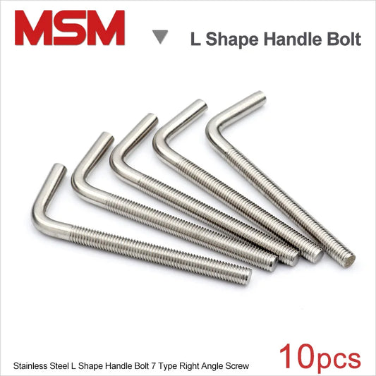 10pcs MSM Stainless Steel L Shape Handle Bolts 7 Type Right Angle Screw M4 M5 M6 M8 M10 M12 Hooker Anchor Fastening Screws