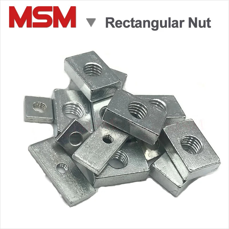 10pcs Rectangular Nuts M3 Hole 3mm Zinc Plated Carbon Steel Thin Square Nut Aluminum Profile Accessory Slider Block Metric mm