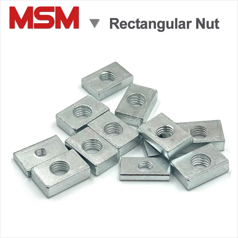 10pcs Rectangular Nuts M3 Hole 3mm Zinc Plated Carbon Steel Thin Square Nut Aluminum Profile Accessory Slider Block Metric mm