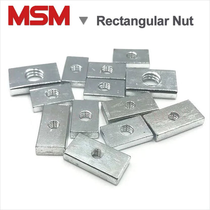 10pcs Rectangular Nuts M6 Hole 6mm Zinc Plated Carbon Steel Thin Square Nut Aluminum Profile Accessory Slider Block Metric mm