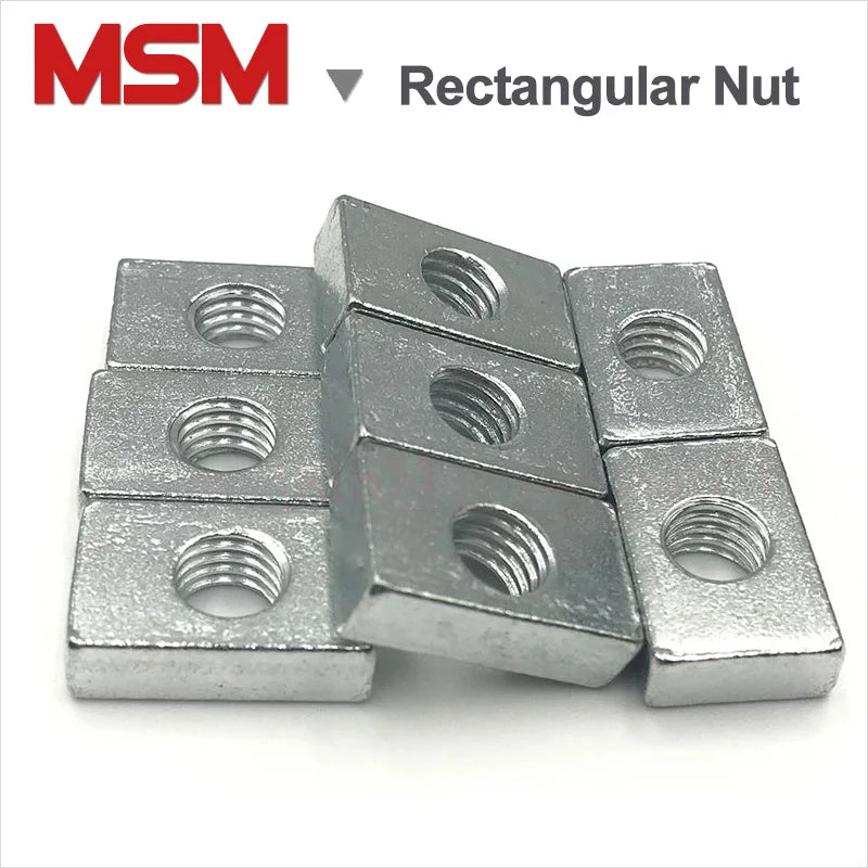 10pcs Rectangular Nuts M6 Hole 6mm Zinc Plated Carbon Steel Thin Square Nut Aluminum Profile Accessory Slider Block Metric mm