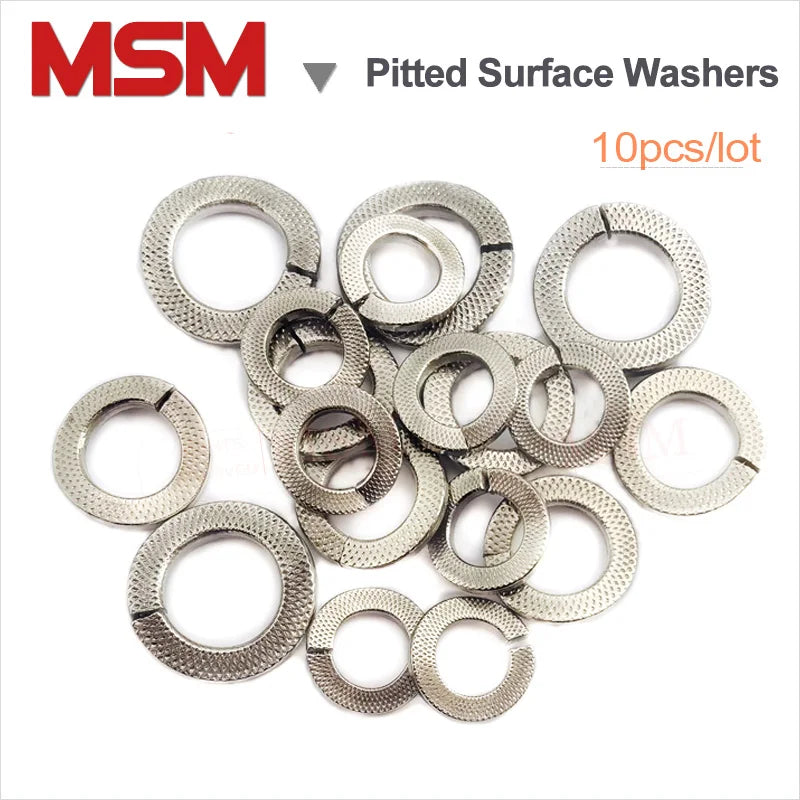 10pcs Stainless Steel Curved Spring Washers With Pitted Surface Spring Lock Washers M3 M4 M5 M6 M8 M10 M12 M14 M16 M20 M24