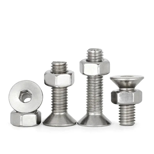 10pcs Stainless Steel Hexagon Socket Flat Countersunk Head Hollow Screw with Nuts M4/5/6/8/10/12/16 Screw with Air Hollow Hole